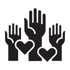 Donation and charity flat solid icon.  Icon for symbol of philanthropy, help, giving, humanity.