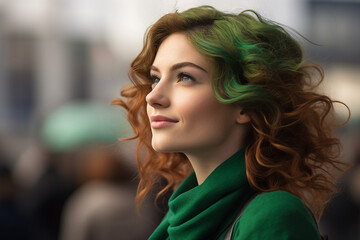 Naklejka premium Irish people celebrating national holiday Saint Patrick Day, Generative AI conceptual illustration photo