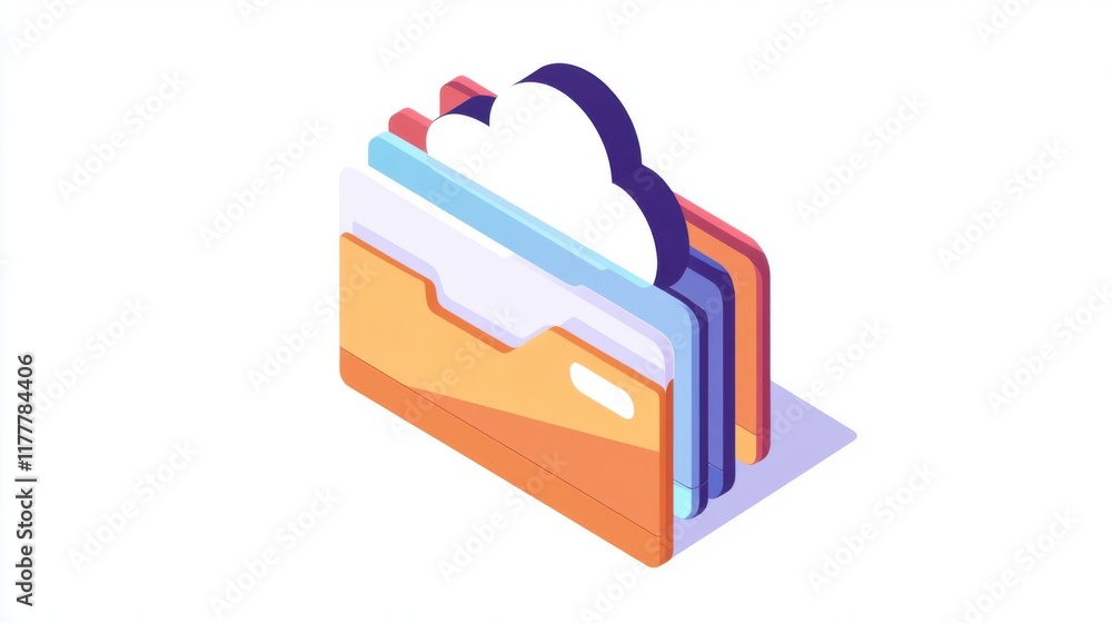 Poster storing data securely cloud environment digital content modern technology cloud storage