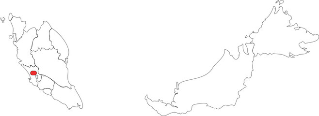 Outline Map of Malaysia with its Highlighted Capital
