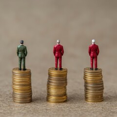 Business Leaders on Stack of Coins Conceptual Image