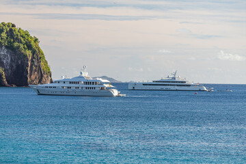 Mega Yachts  anchored in Indian Bay, Saint Vincent and the Grenadines