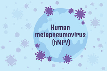 Human metapneumovirus globe outbreak. Planet Earth with HMPV virus spread in the world. Pandemic risk medical background