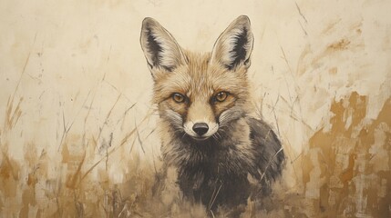 Majestic Fox in Autumnal Meadow: A Study in Warm Tones