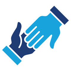 Humanity and donation icon.  Icon for symbol of charity, philanthropy, help, giving, humanity. Blue two color design