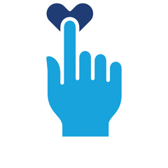 Humanity and donation icon.  Icon for symbol of charity, philanthropy, help, giving, humanity. Blue two color design