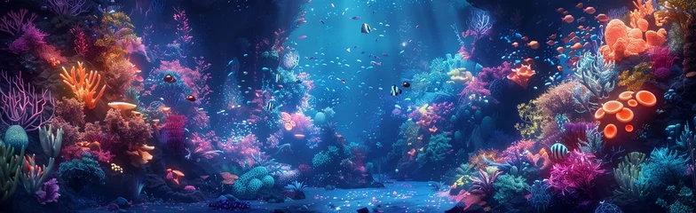 Fototapete Rund Vibrant underwater scene showcasing coral reefs, marine life, and gentle light filtering through the ocean surface. © S photographer