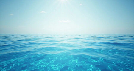 Obraz premium Calm Ocean Horizon with Sparkling Blue Water Under Clear Sunny Sky 