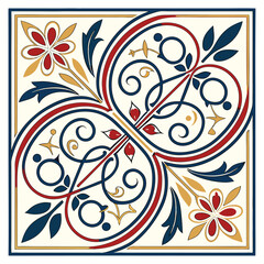 Square shape ceramic tile stylized leaves Ornament tile texture design | Premium AI-generated vector.