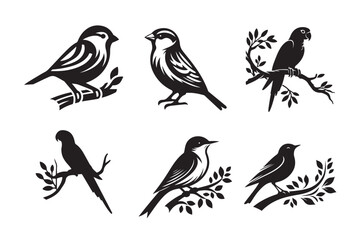 Obraz premium Birds icon silhouette illustration on white background. 06