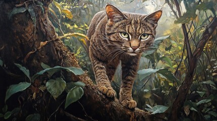 Jungle Cat Prowling: A Masterpiece of Wildlife Art