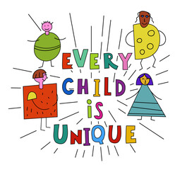Every child is unique. Neurodiverse kids. Human experience diversity.