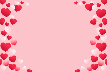 Vector Valentines Day Background - Solid Pink Background with Red and Pink Hearts