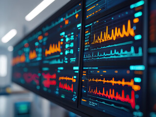 futuristic medical monitoring system displaying real time patient data on high resolution screens