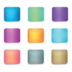 Colorful set of buttons, square and round shape. Vector illustration