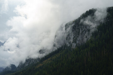 Moody scene of Alps in clouds