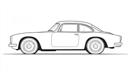 A sleek vintage car line art illustration perfect for coloring books automotive enthusiasts or design projects.  Customize with colors and patterns.