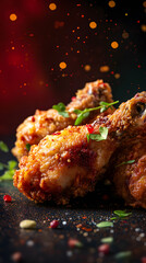 drumsticks, Spicy Deep Fried Breaded Chicken drumsticks on a background 
