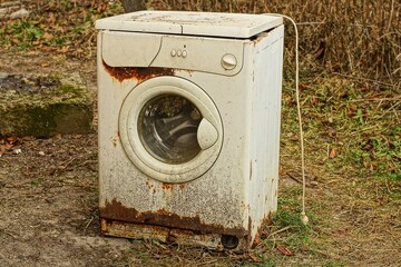 one industrial  closed rusty dirty iron white broken old square modern electric with cover front...