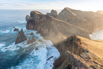 View of one of the best sights of Madeira Island. Cape Ponta de São Lourenço, Madeira Island, Portugal