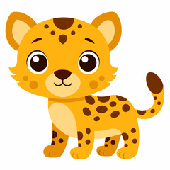 cute baby leopard carton vector icon on white background