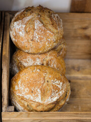 round white bread in the store