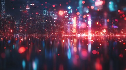 Colorful Fireworks Display Over Waterfront, Perfect for Adding Text