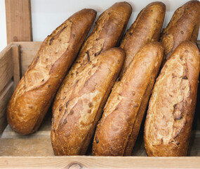 shelf with freshly baked bread