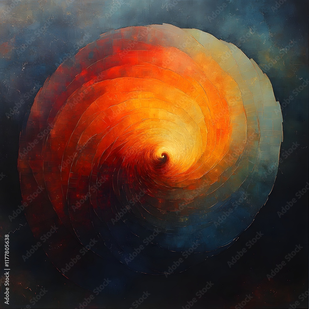 Poster mesmerizing vortex of visionary color light and form in evocative atmospheric darkness