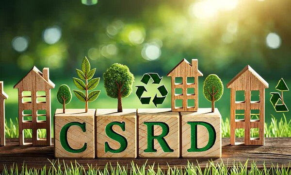CSRD Concept With Eco Icons In A Green Landscape