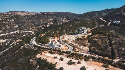 Fototapeta premium Aerial view of a mountainous landscape in Cyprus.