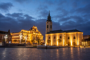 Fototapeta premium Oradea, Romania - 04.25.2022:Oradea medieval downtown in Transylvania Romania