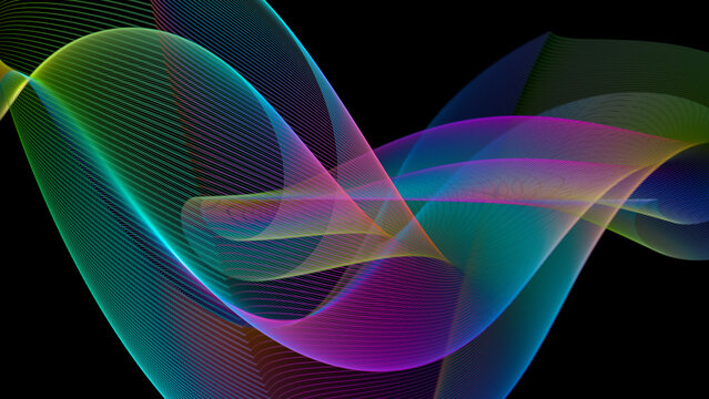 The lines are in a futuristic gradient colors.
