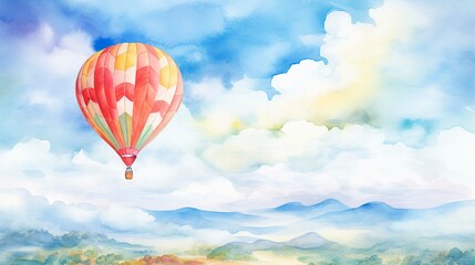 Fototapeta premium A photo of a whimsical hot air balloon watercolor