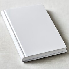 Fototapeta premium Blank white hardcover book mockup on linen background.
