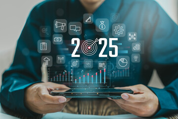 Digital interface with target and growth metrics for 2025