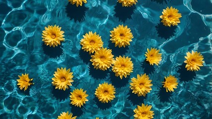 bouquet of yellow chrysanthemums in water