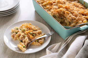 Classic American Tuna Noodle Casserole, an easy and affordable weeknight dinner