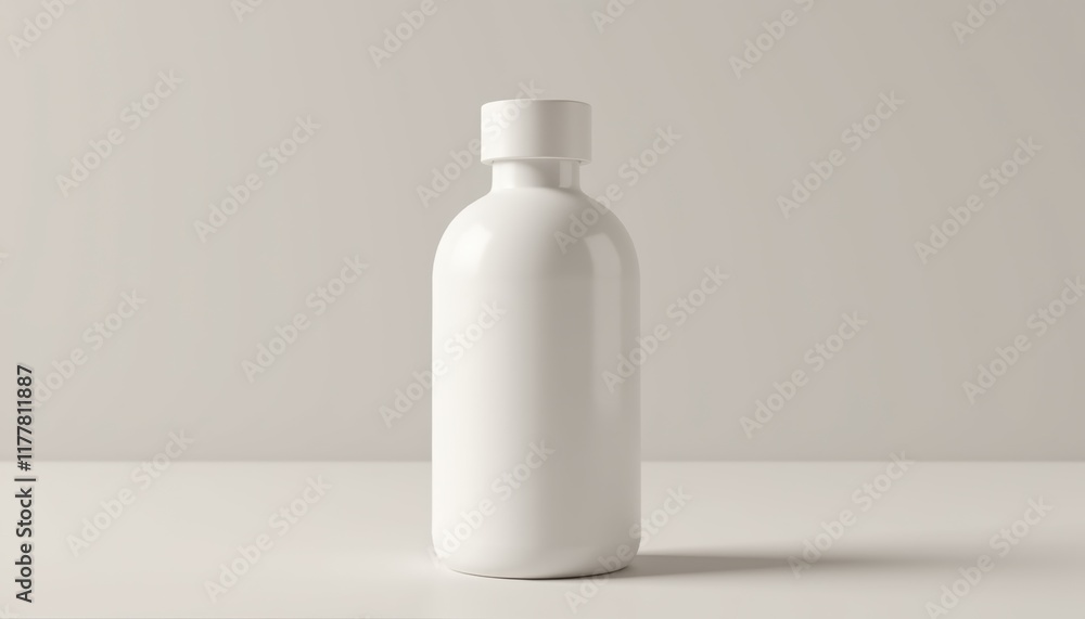 Poster Close-up of slim bottle mockup, emphasizing slim design and label with neutral, minimal background and no distractions