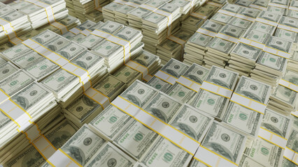 Dollar staced in piles