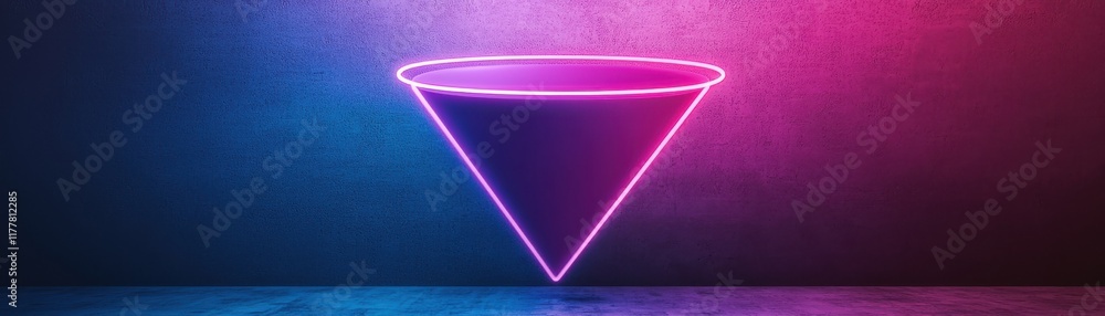 Aufkleber a neon-lit, triangular shape is set against a gradient background, creating a modern and vibrant aes