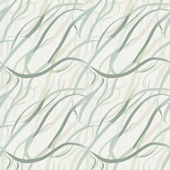 Subtle Wavy Lines Seamless Pattern in Soft Green and GrayTones