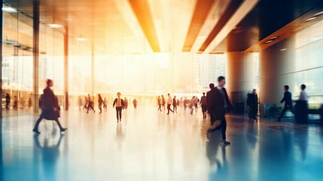 Movement of people on the modern covered pedestrian bridge ,time lapse