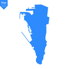 Blue map of Gibraltar isolated on white background. Vector illustration eps10.	
