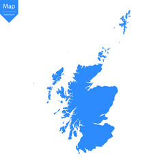Obraz premium Blue map of Scotland isolated on white background. Vector illustration eps10. 