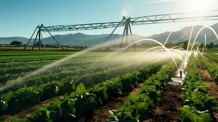 A photo of an irrigation system in an organic