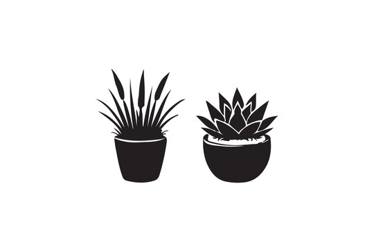 Flower in tob Silhouette Vector Illustration on a white background
