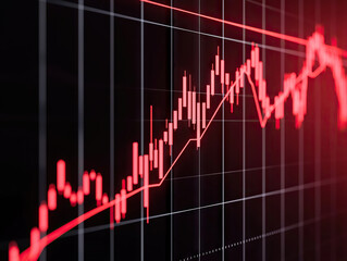 Naklejka premium red stock market chart showing downward trend, symbolizing economic crisis and financial instability