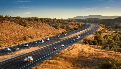 interstate highway motorway perspective, AI generated