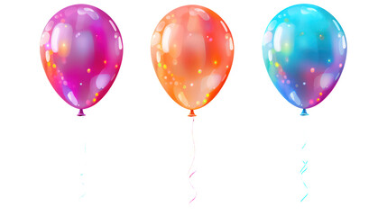 Set of watercolor balloons illustration on transparent background, birthday, anniversary, event